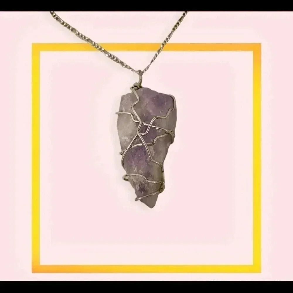 Handmade raw amethyst necklace
